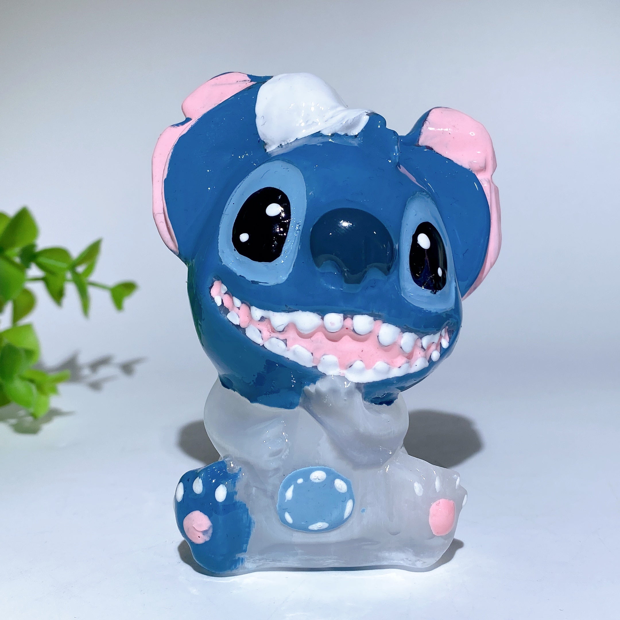 3.6 Inch Selenite Crystal Figurine Carving with Painting