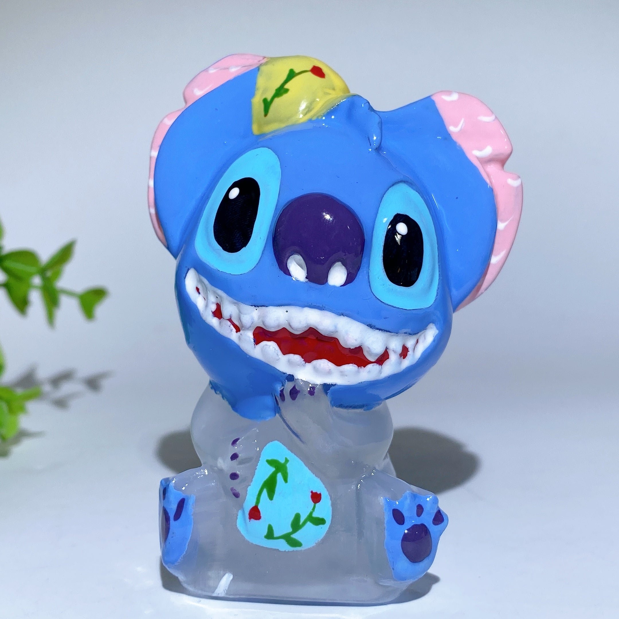 3.6 Inch Selenite Crystal Figurine Carving with Painting