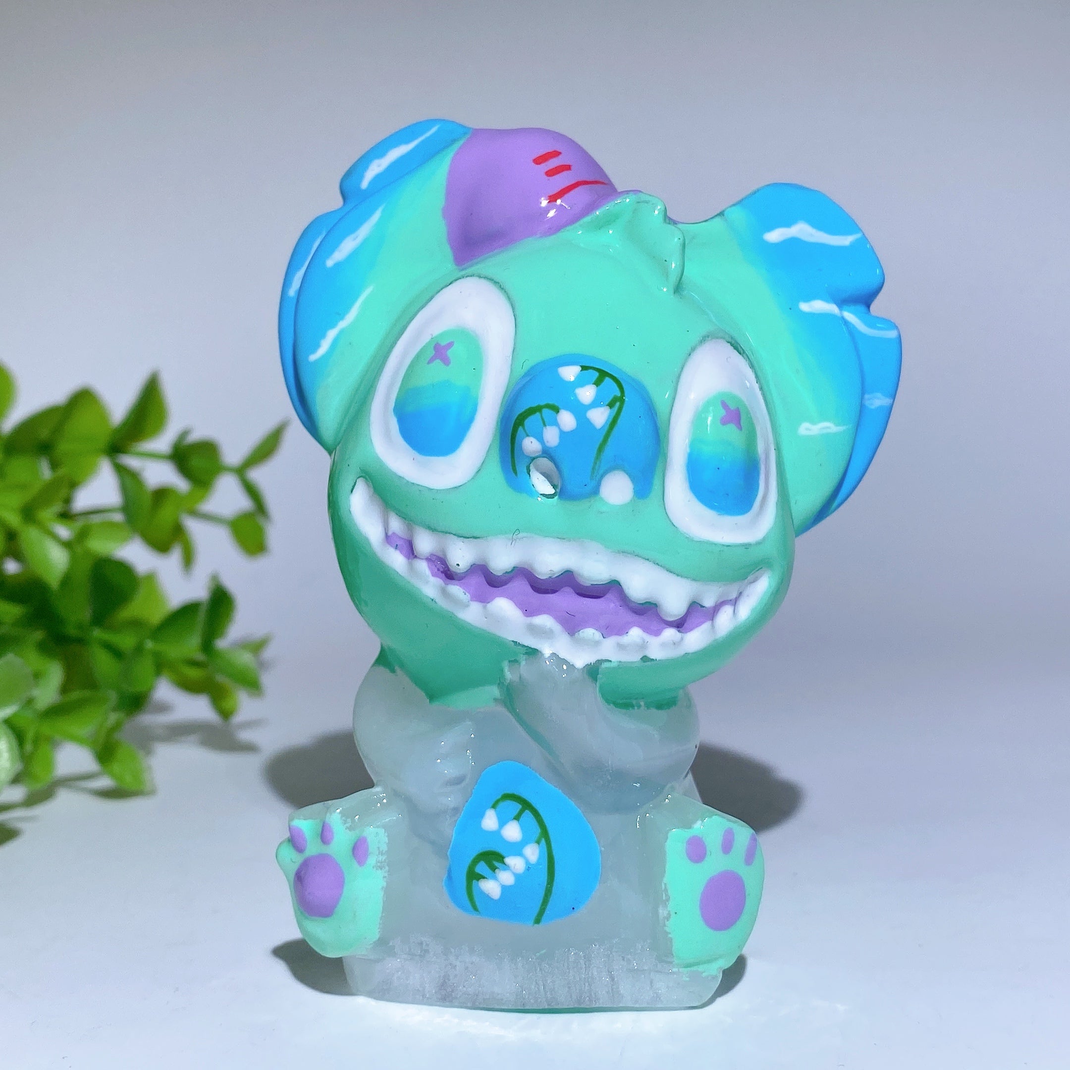 3.6 Inch Selenite Crystal Figurine Carving with Painting