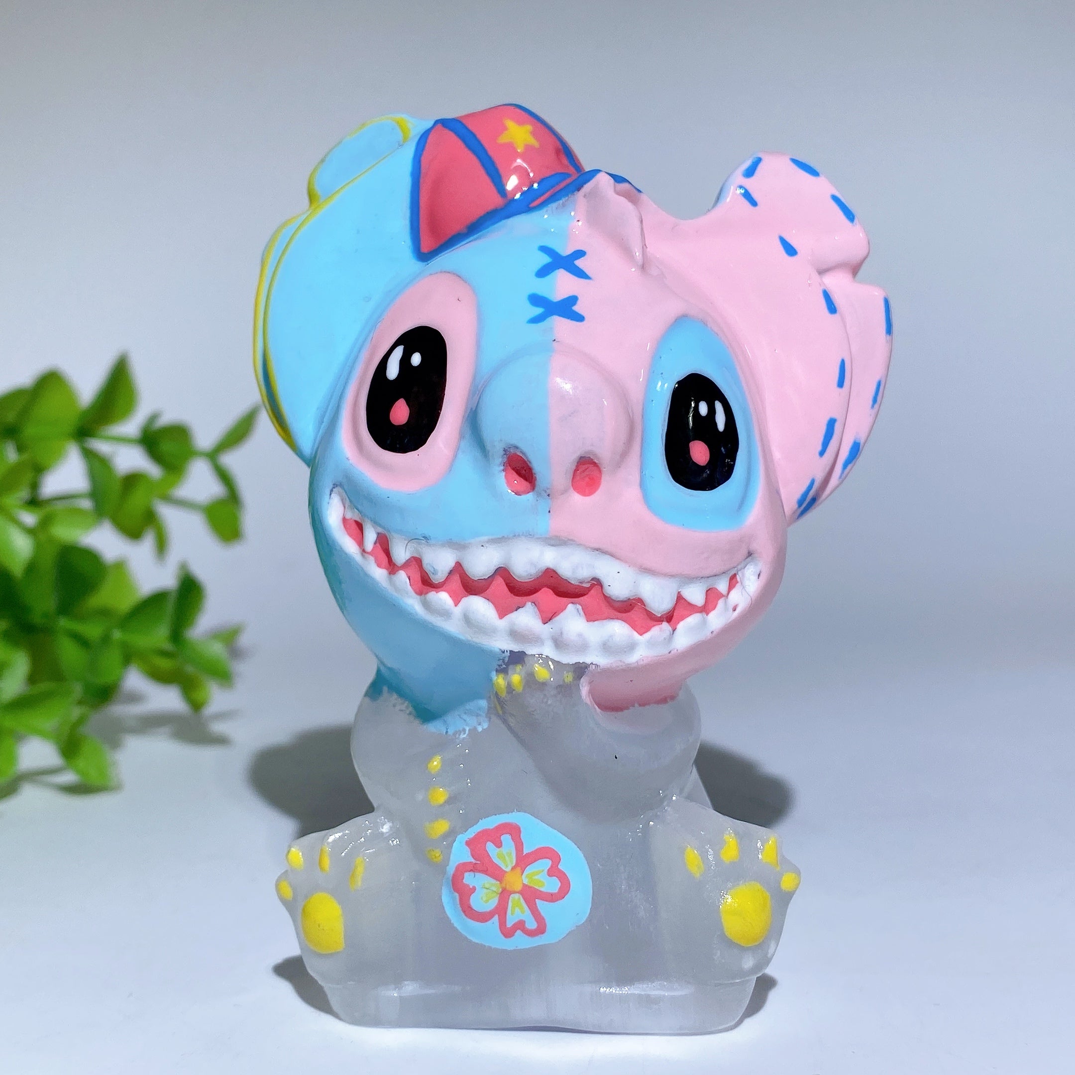 3.6 Inch Selenite Crystal Figurine Carving with Painting