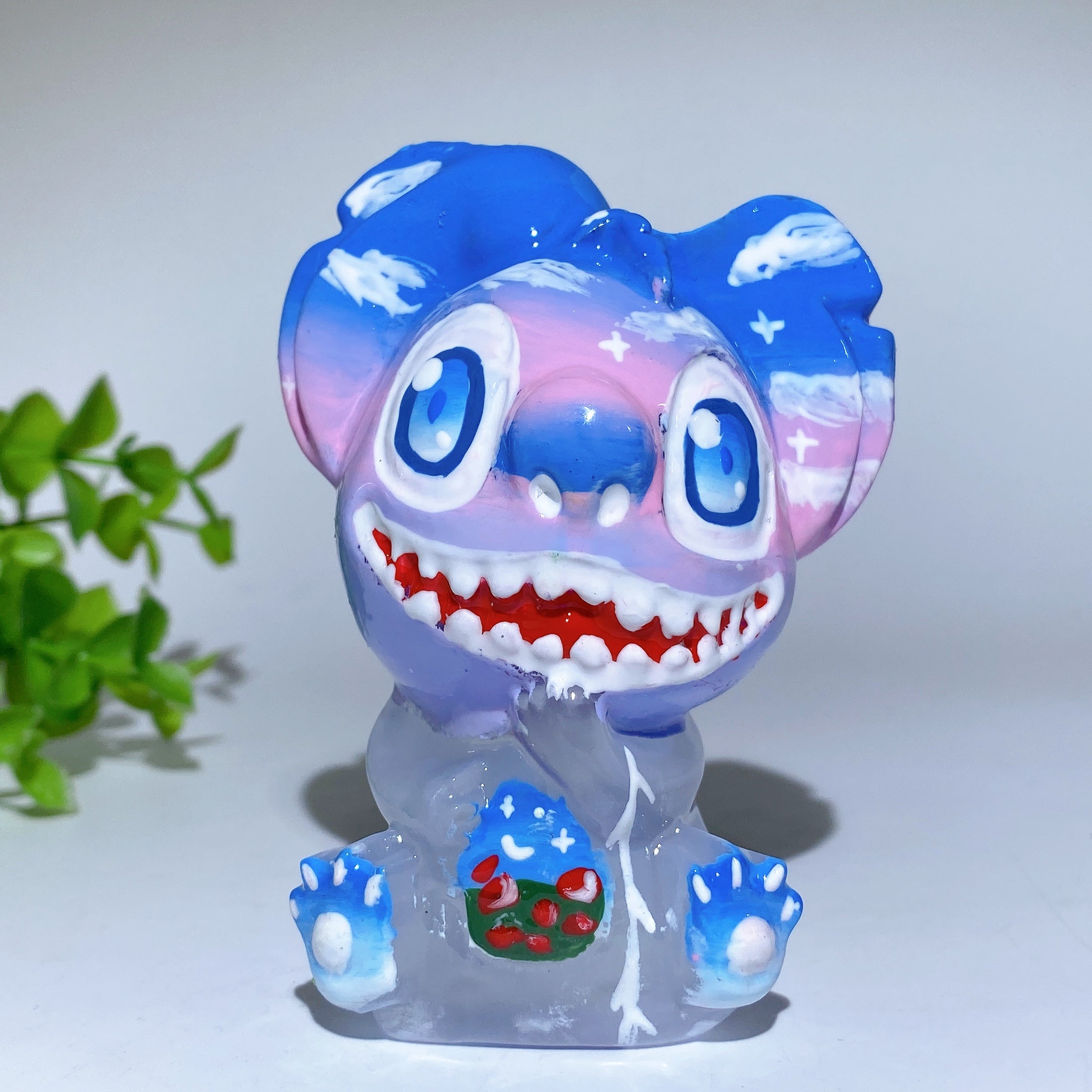 3.6 Inch Selenite Crystal Figurine Carving with Painting