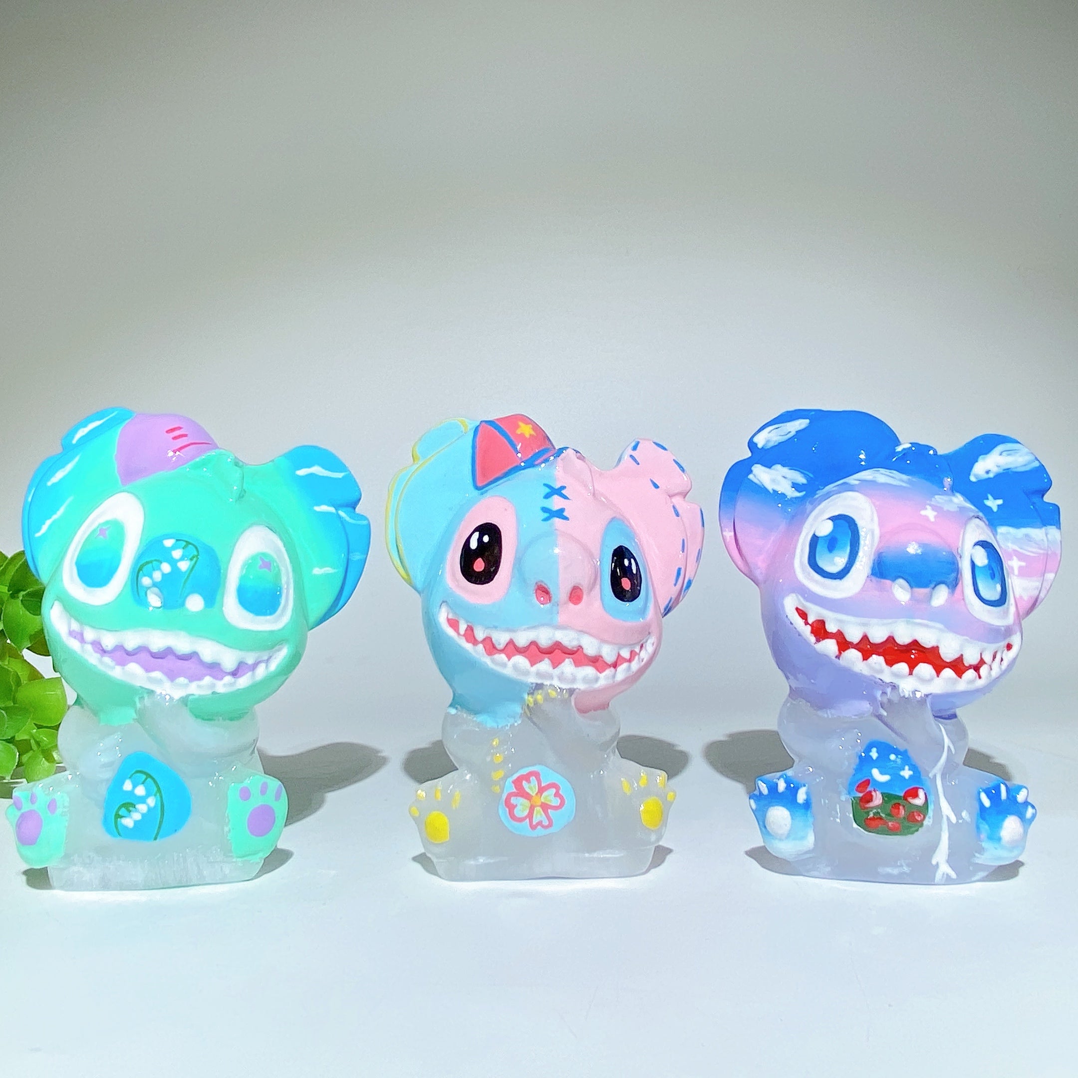 3.6 Inch Selenite Crystal Figurine Carving with Painting