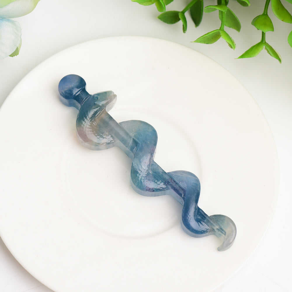 3.7 inch Fluorite Crystal Sword with Snake Carving