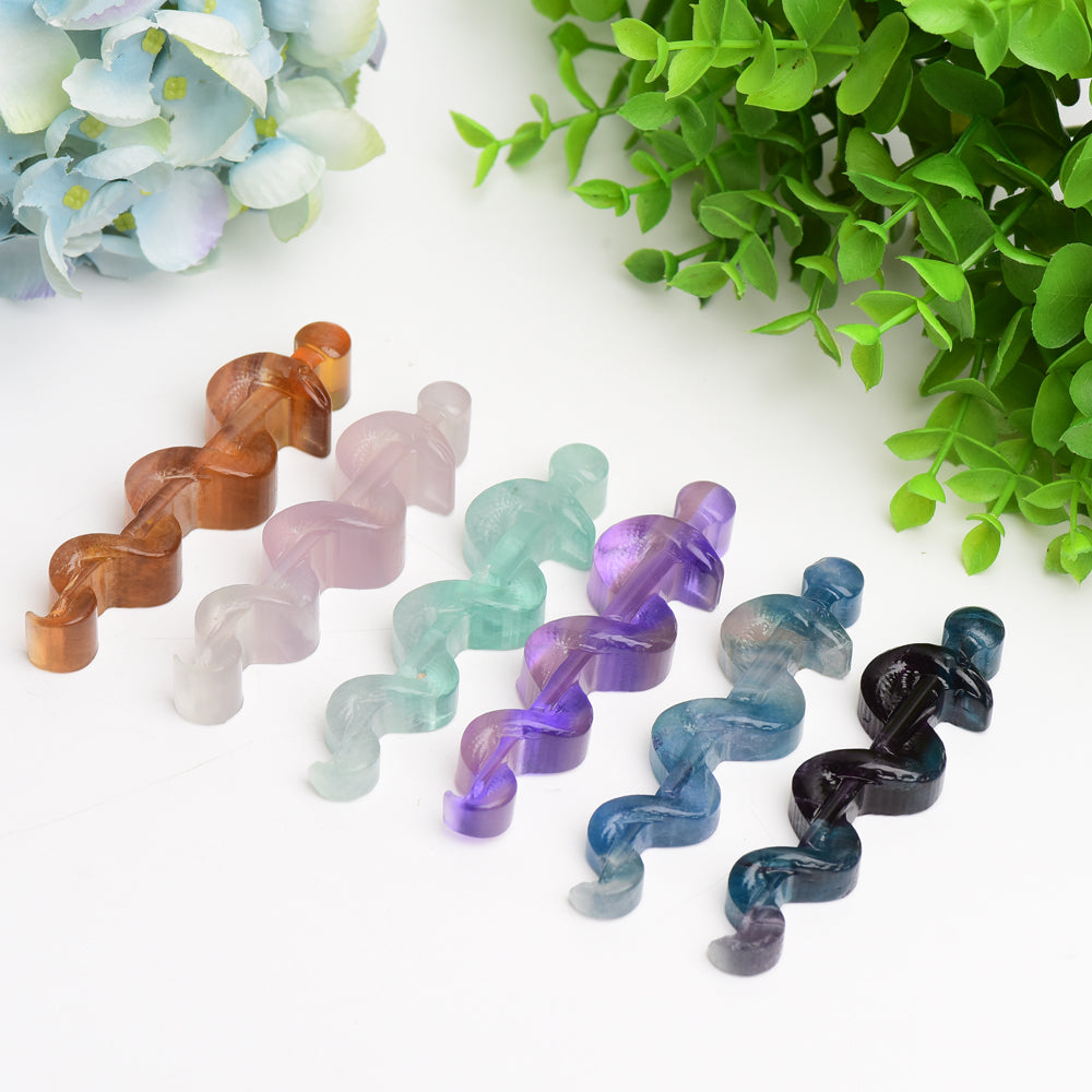 3.7 inch Fluorite Crystal Sword with Snake Carving