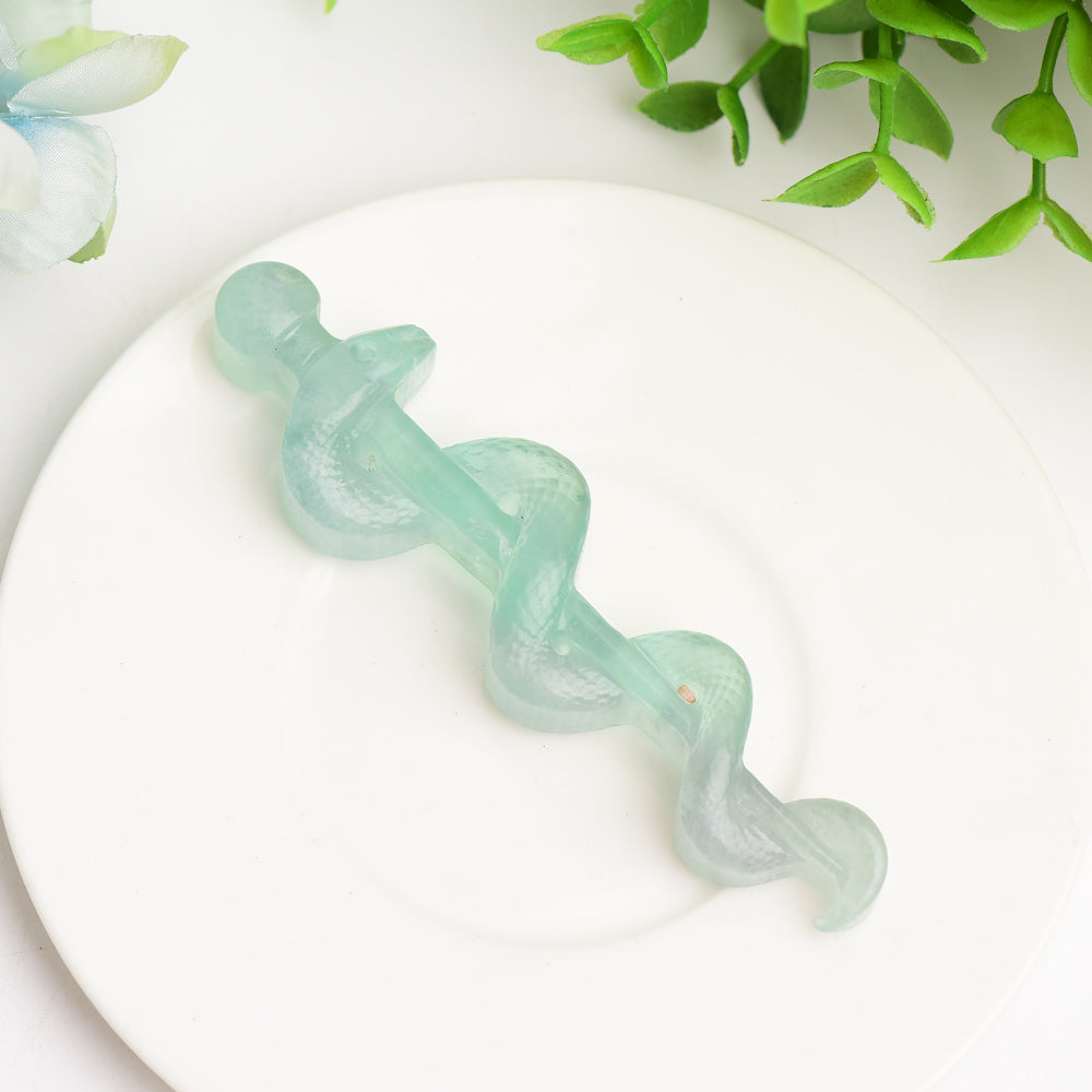 3.7 inch Fluorite Crystal Sword with Snake Carving