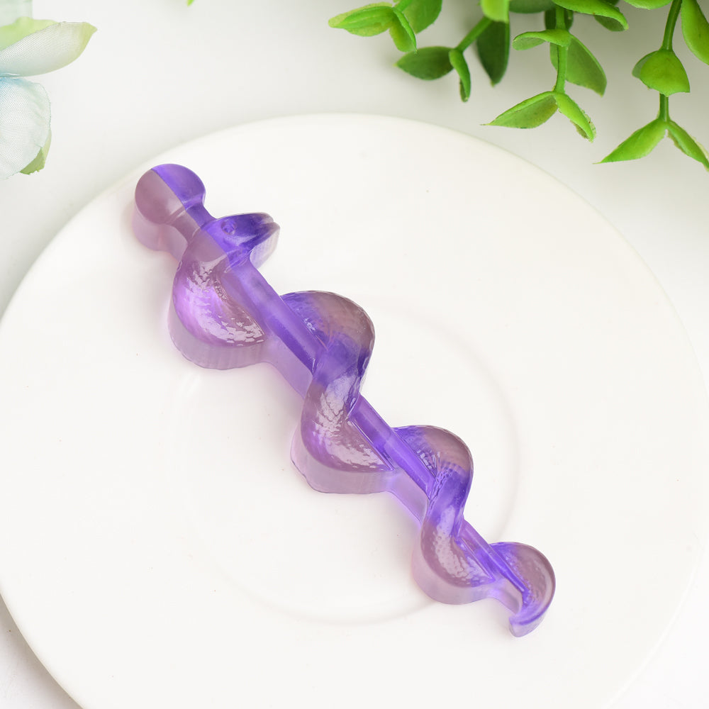 3.7 inch Fluorite Crystal Sword with Snake Carving