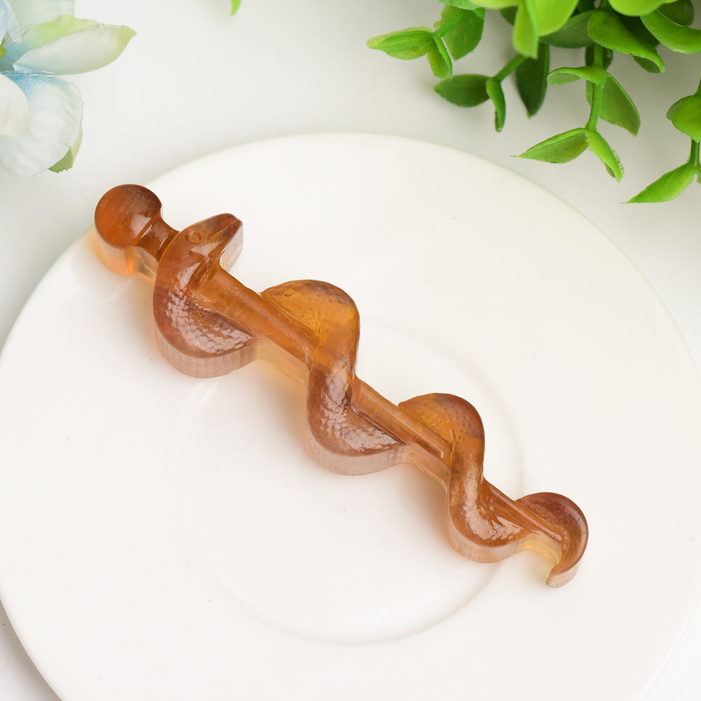 3.7 inch Fluorite Crystal Sword with Snake Carving