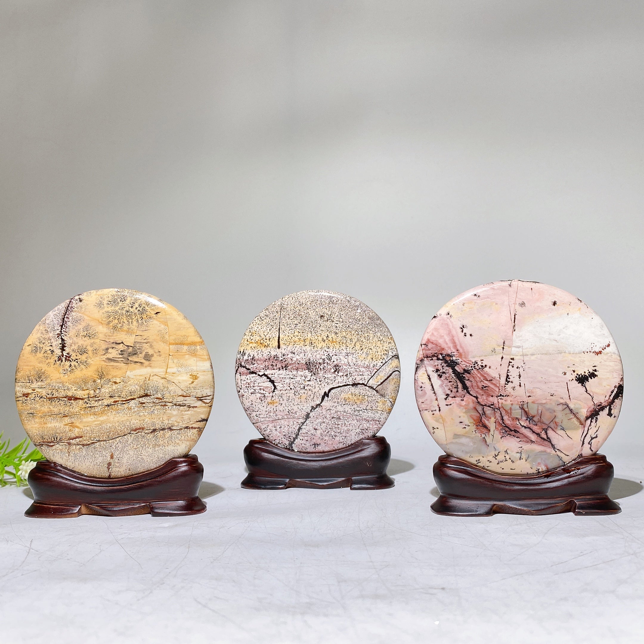 3.7 inch Picture Jasper Round Crystal Display with Stand