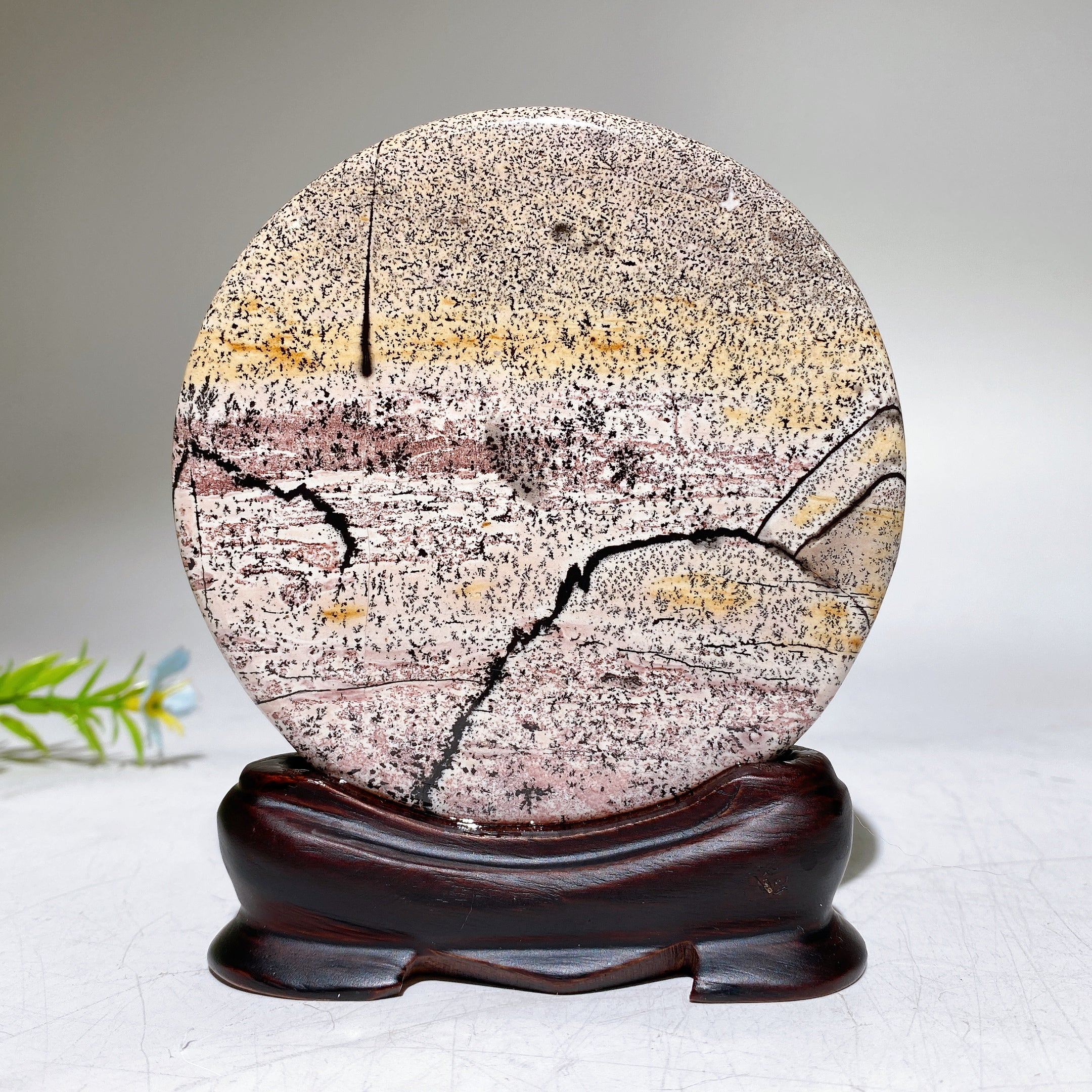 3.7 inch Picture Jasper Round Crystal Display with Stand