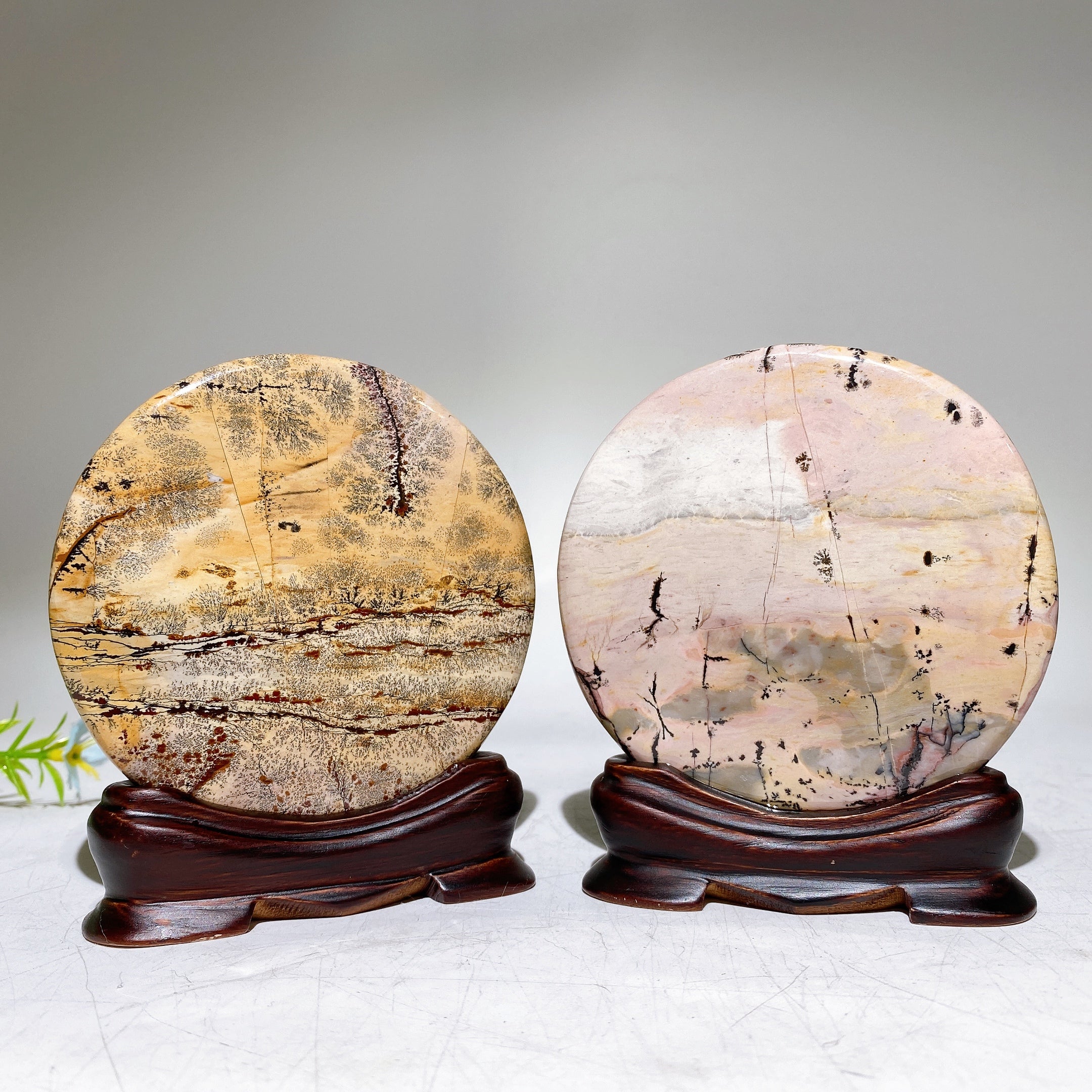 3.7 inch Picture Jasper Round Crystal Display with Stand