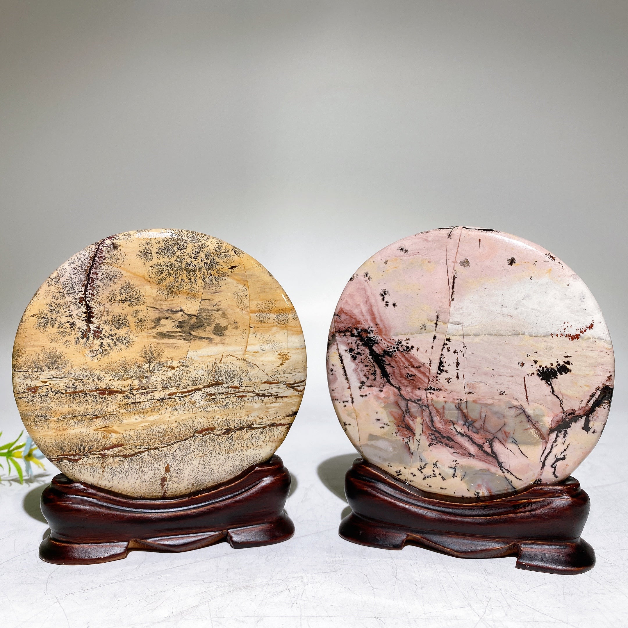 3.7 inch Picture Jasper Round Crystal Display with Stand