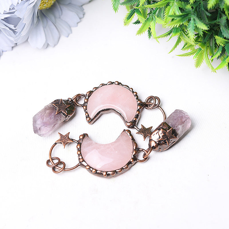 3.7-inch Rose Moon Amethyst Pendant for Spiritual Healing