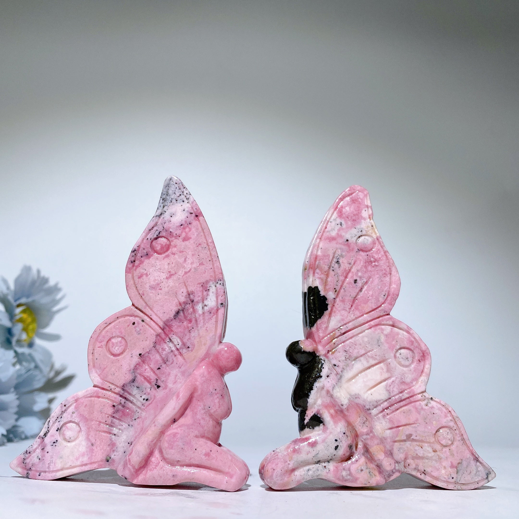 3.8"-4.8" Peru Rhodonite Butterfly Crystal Figurine for Healing