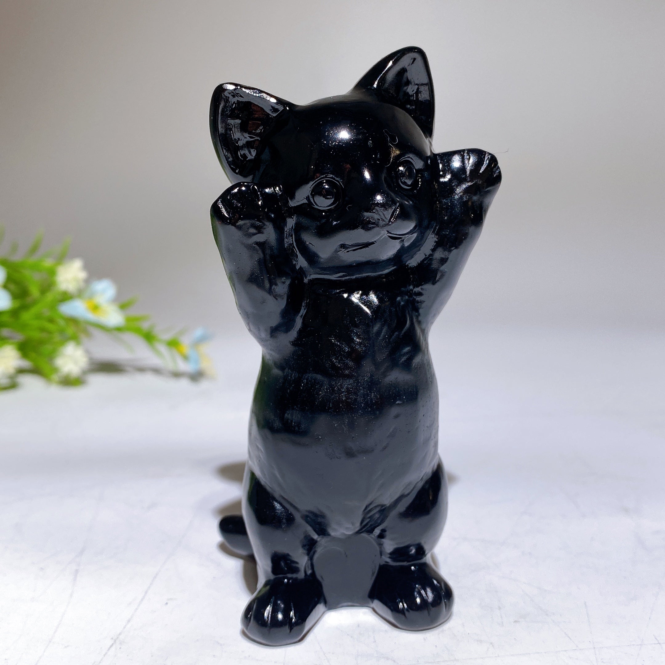 3.8" Crystal Cat Figurine | Healing Crystal Carving