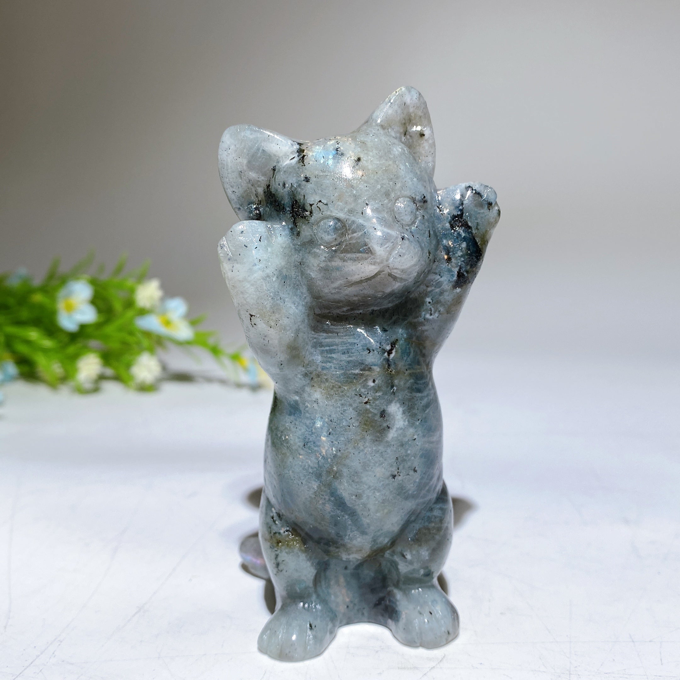3.8" Crystal Cat Figurine | Healing Crystal Carving
