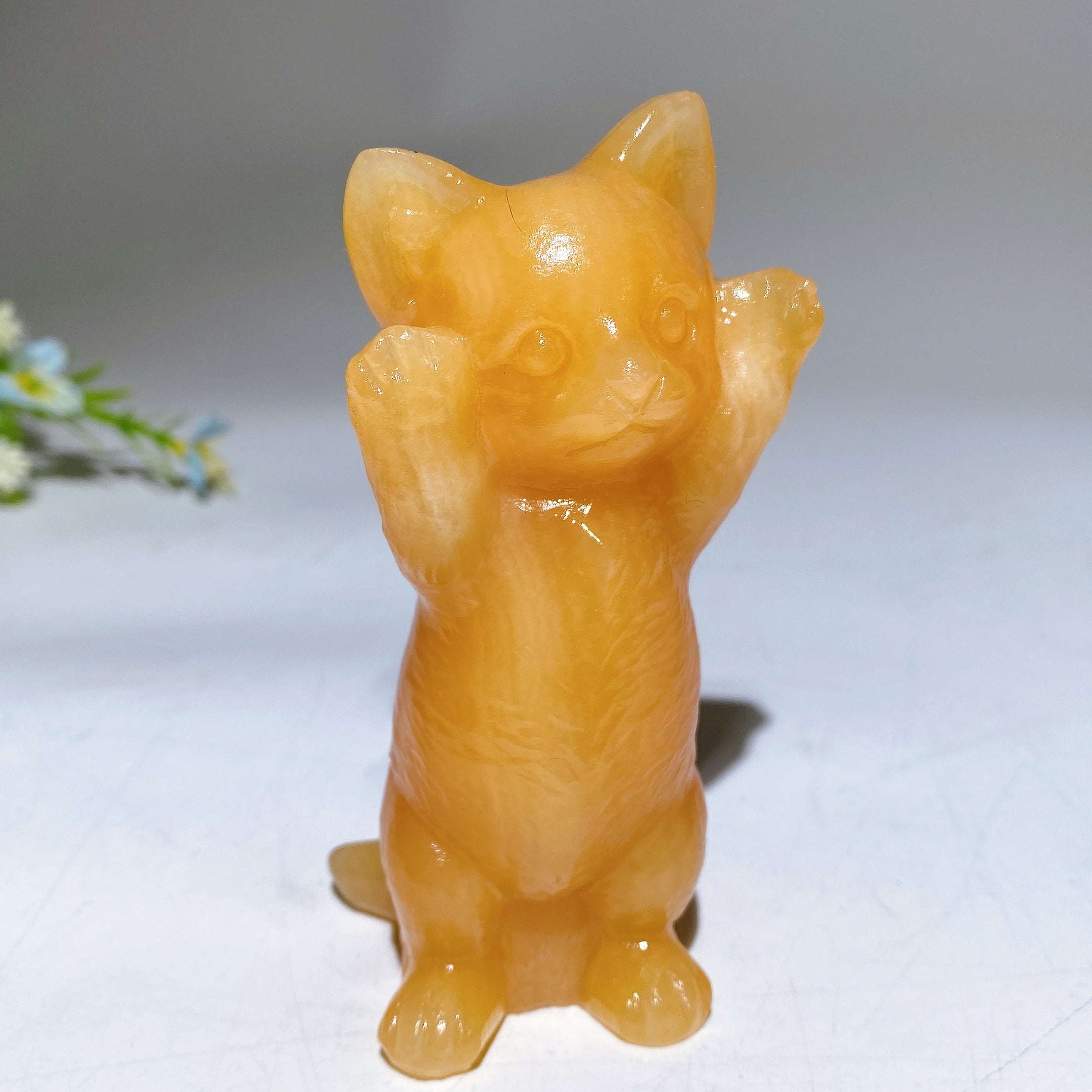 3.8" Crystal Cat Figurine | Healing Crystal Carving