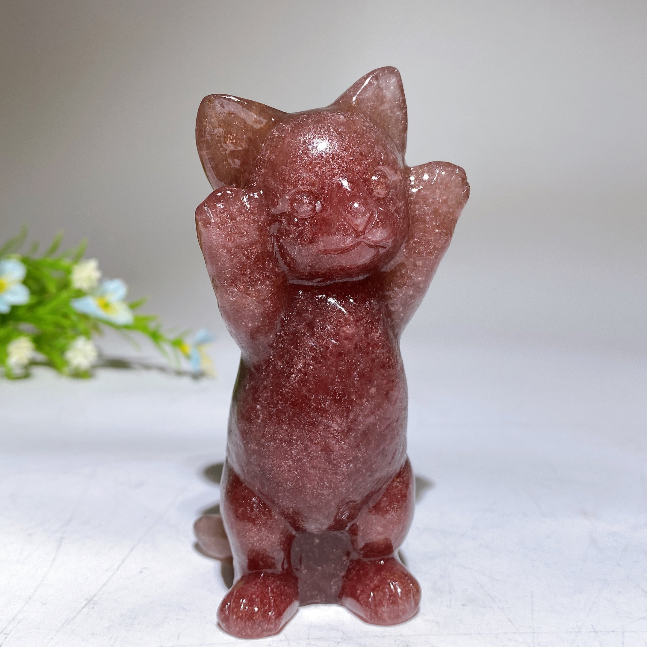 3.8" Crystal Cat Figurine | Healing Crystal Carving