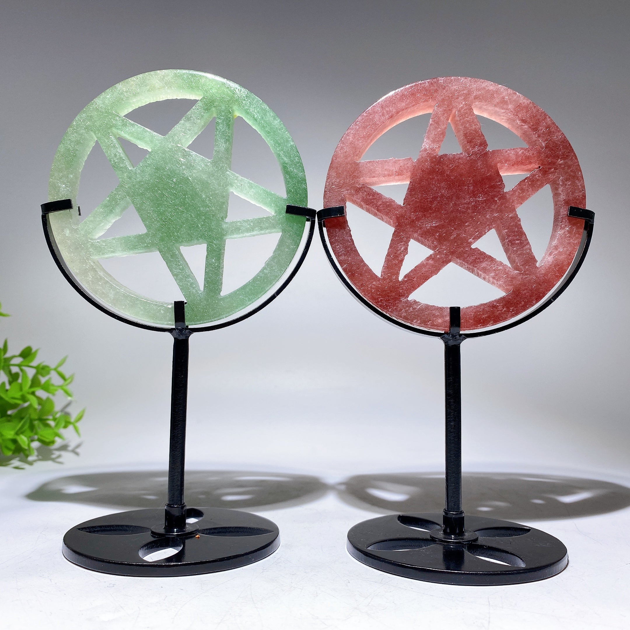 3.8" Crystal Pentacle Carving with Stand for Healing