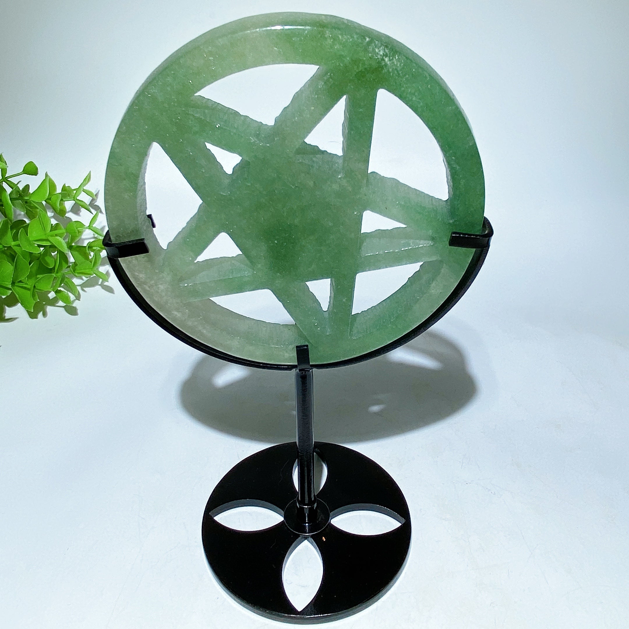 3.8" Crystal Pentacle Carving with Stand for Healing