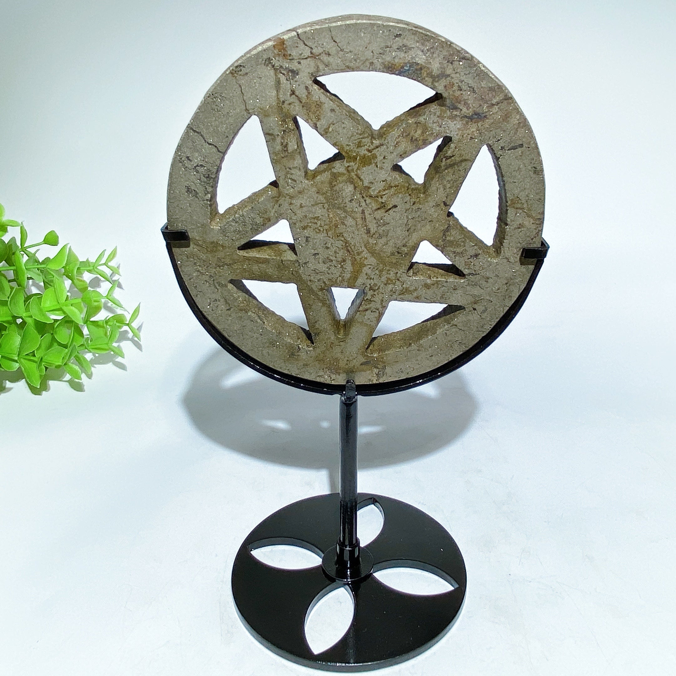 3.8" Crystal Pentacle Carving with Stand for Healing