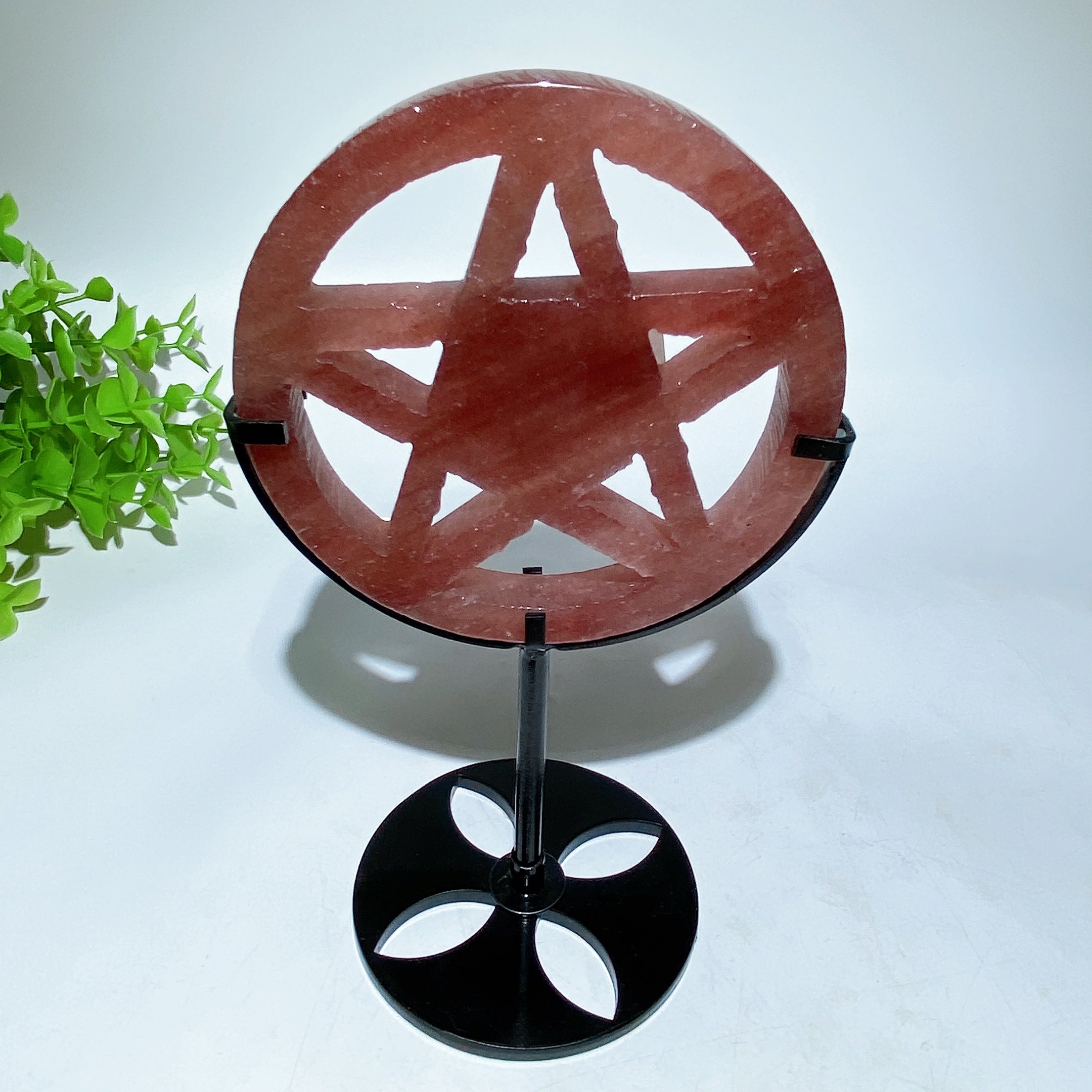 3.8" Crystal Pentacle Carving with Stand for Healing