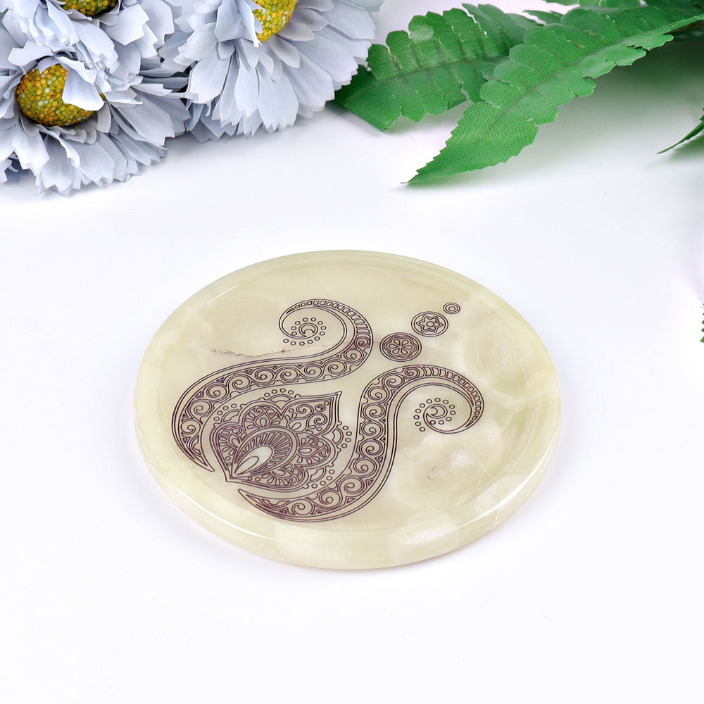 3.8 inch Afghan Jade Crystal Coasters for Healing & Décor
