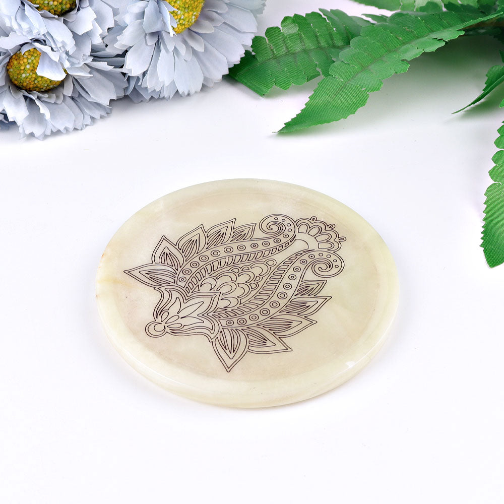 3.8 inch Afghan Jade Crystal Coasters for Healing & Décor