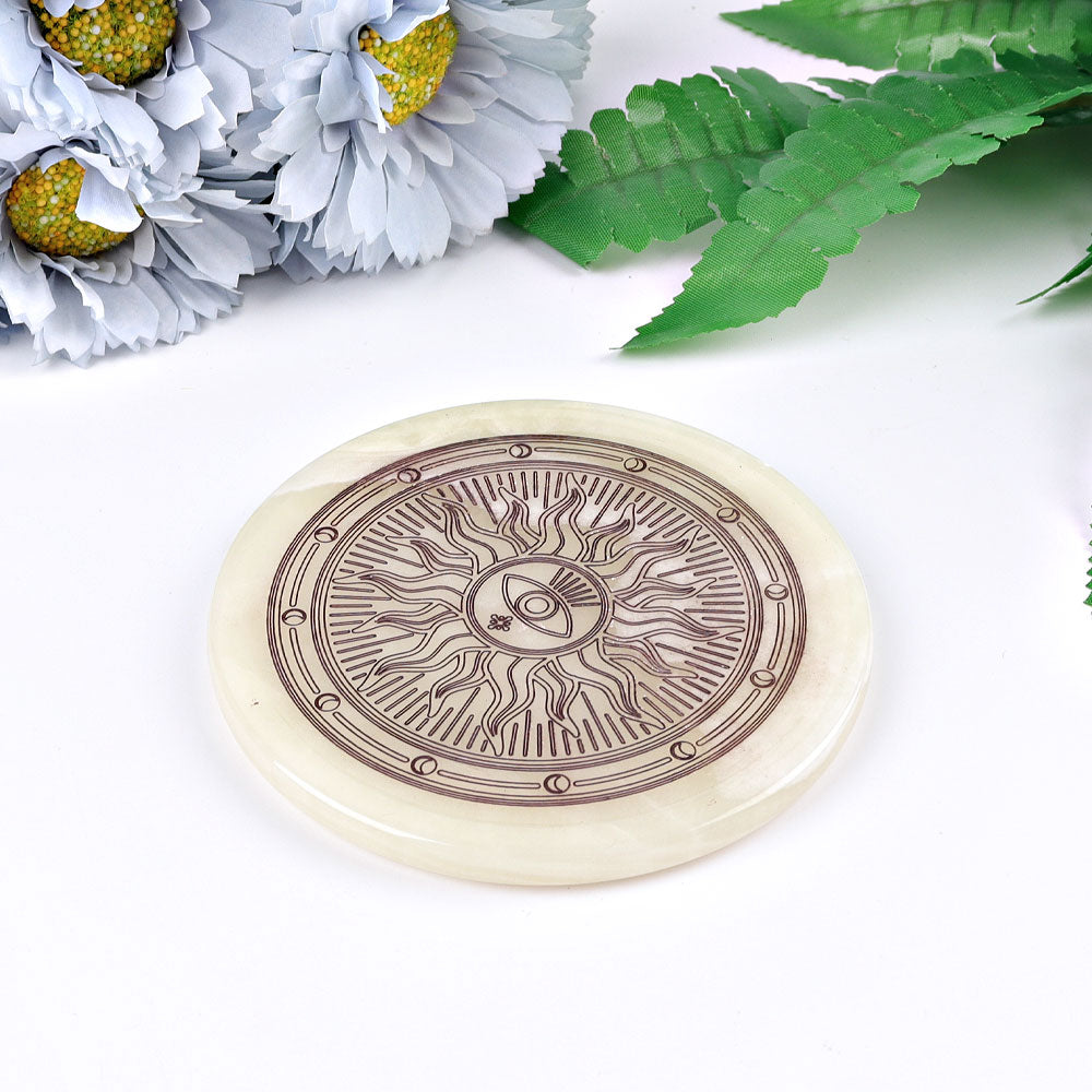 3.8 inch Afghan Jade Crystal Coasters for Healing & Décor