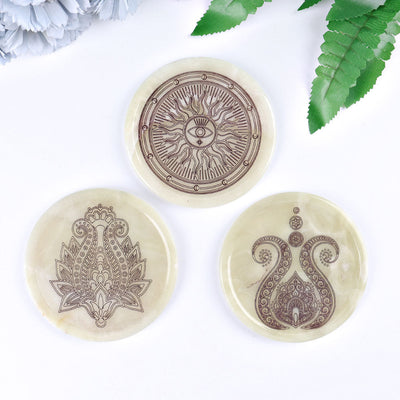 3.8 inch Afghan Jade Crystal Coasters for Healing & Décor