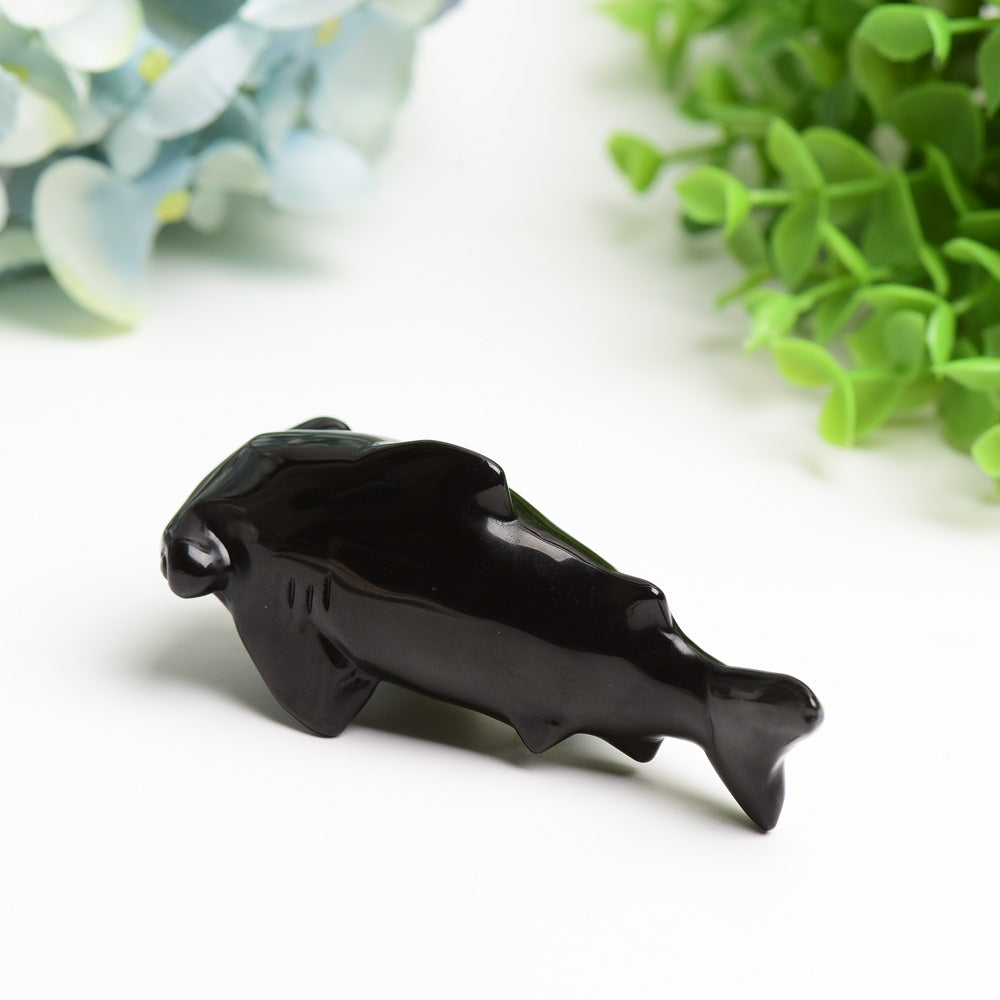 3.8 Inch Black Obsidian Jaw Crystal Figurine for Healing