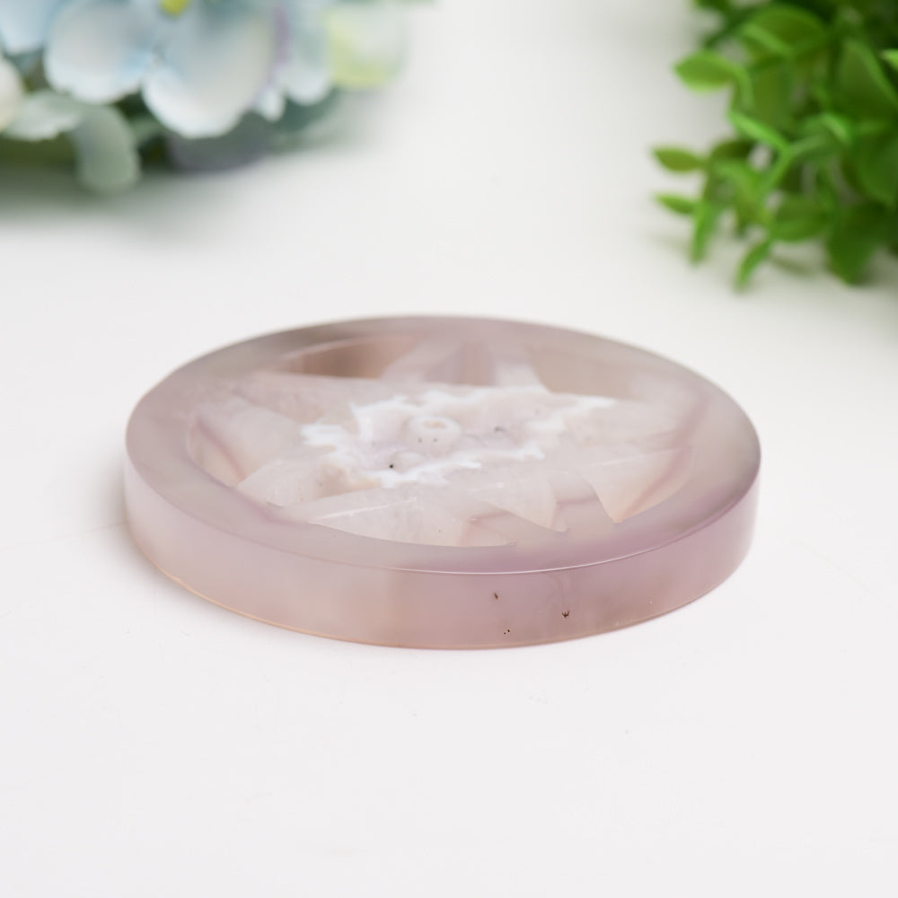 3.8 inch Druzy Agate Pentagram Star Crystal Carving