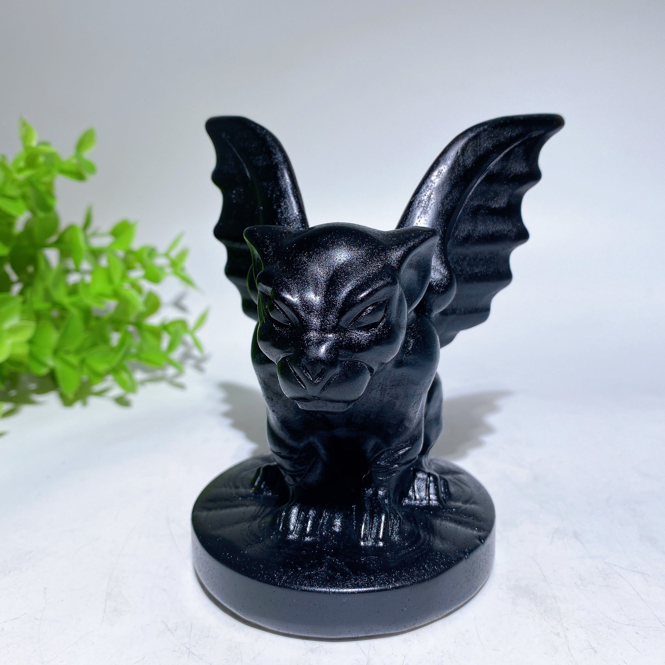 3.8-inch Labradorite Crystal Gargoyle Figurine Carving