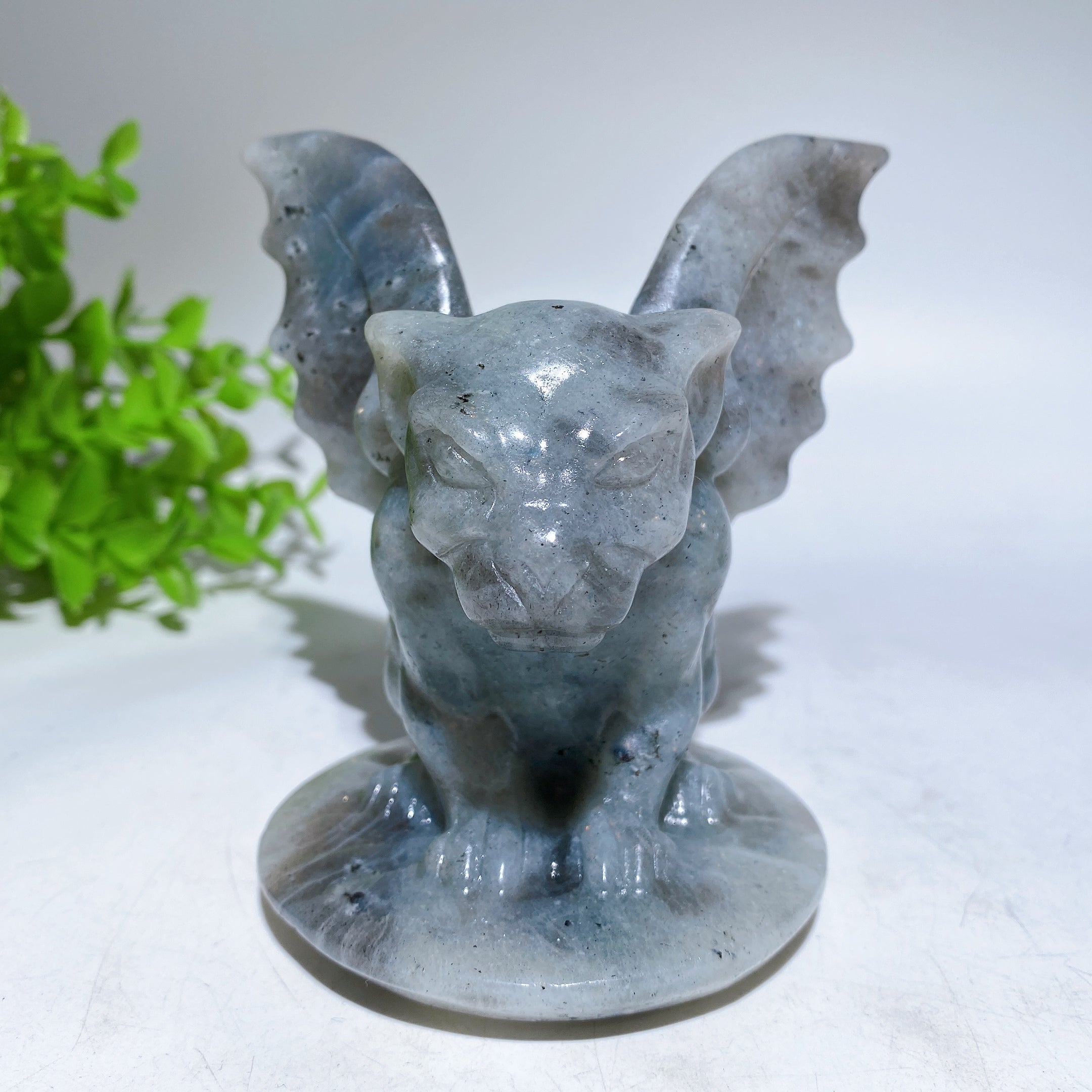 3.8-inch Labradorite Crystal Gargoyle Figurine Carving