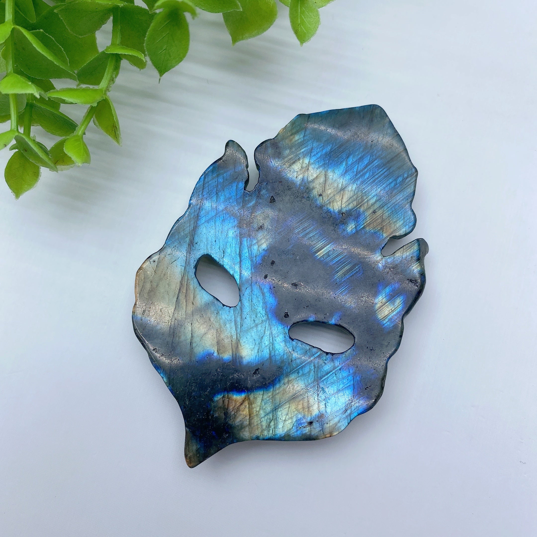 3.8 inch Labradorite Fox Mask Crystal Carving for Healing