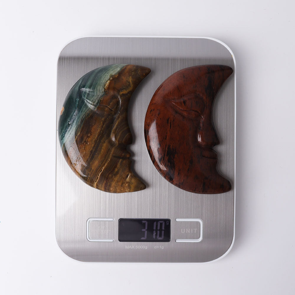 3.8 Inch Ocean Jasper Moon Face Crystal Figurine for Healing