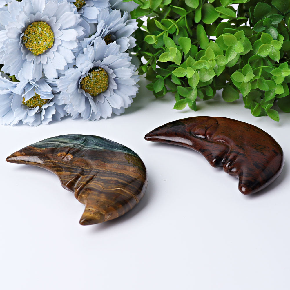3.8 Inch Ocean Jasper Moon Face Crystal Figurine for Healing