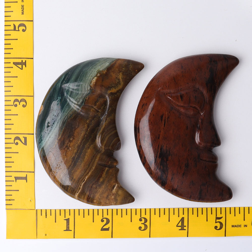3.8 Inch Ocean Jasper Moon Face Crystal Figurine for Healing