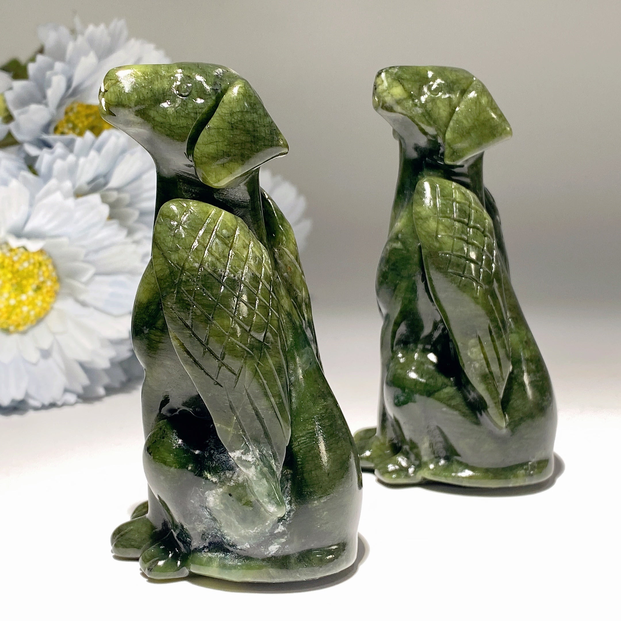 3.8 inch Serpentine Crystal Dog Figurine for Healing Energy