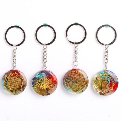 3.8" Resin Infused 7 Chakra Crystal Keychain Decor