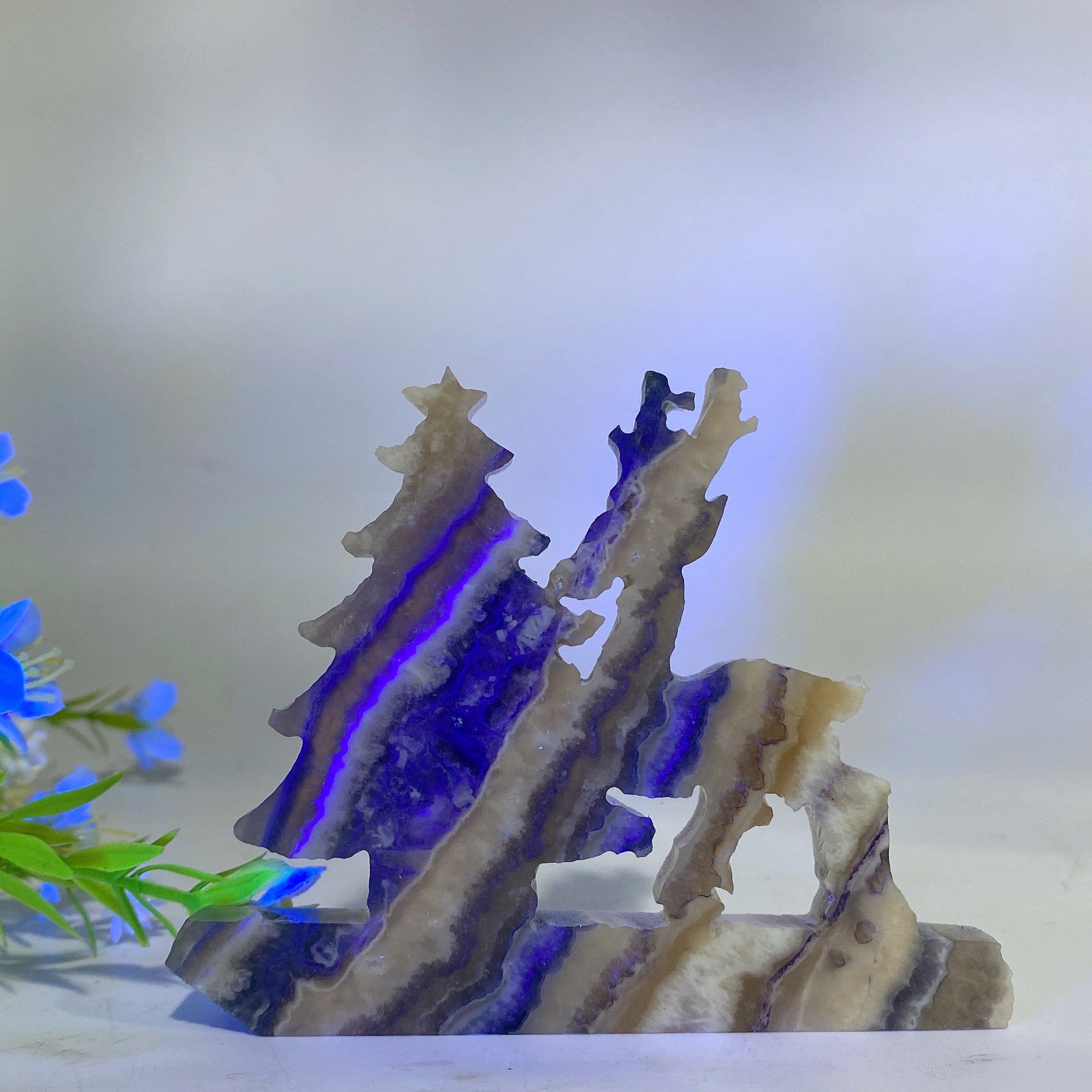 3.8in Mixed Crystal Deer & Tree Figurines Collection