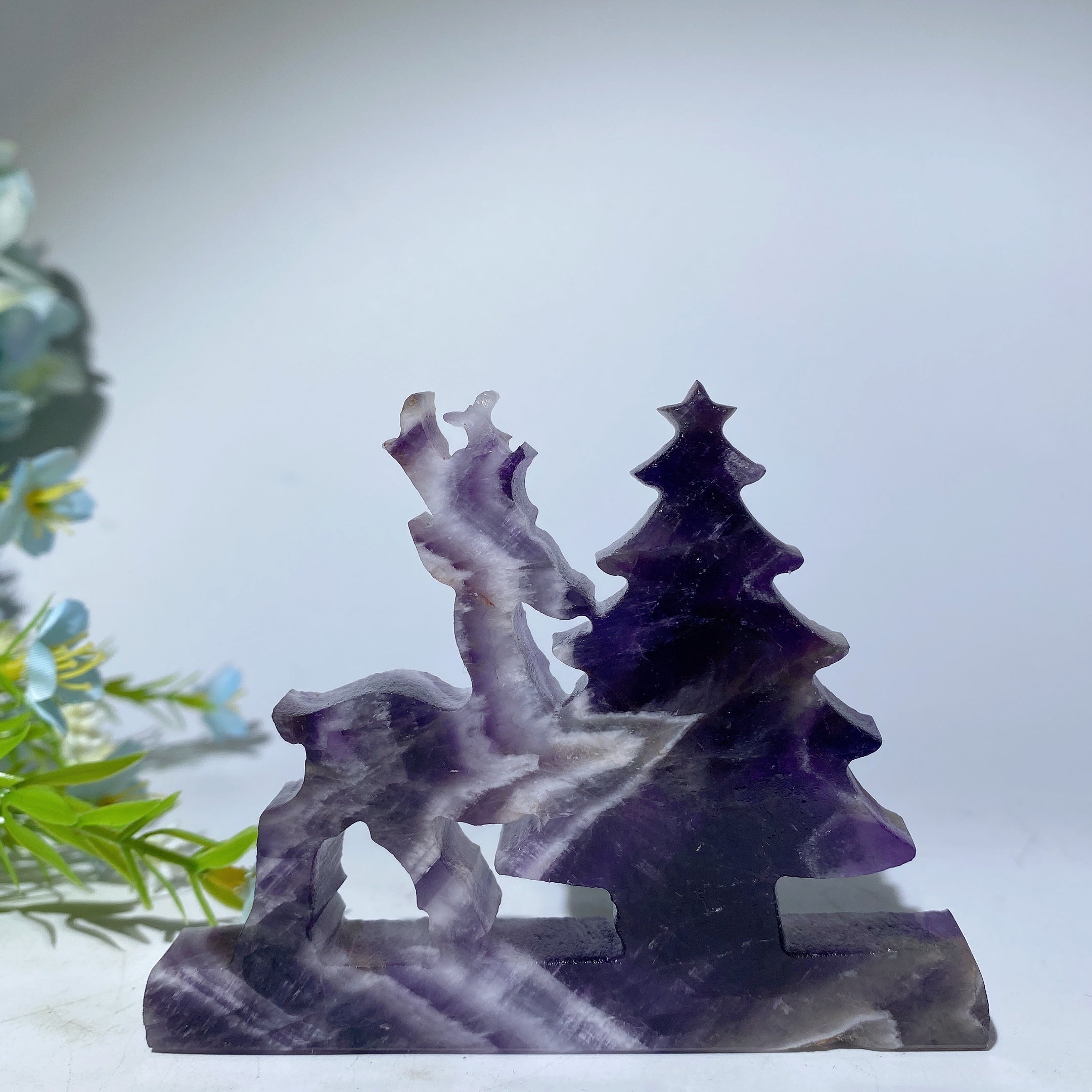3.8in Mixed Crystal Deer & Tree Figurines Collection