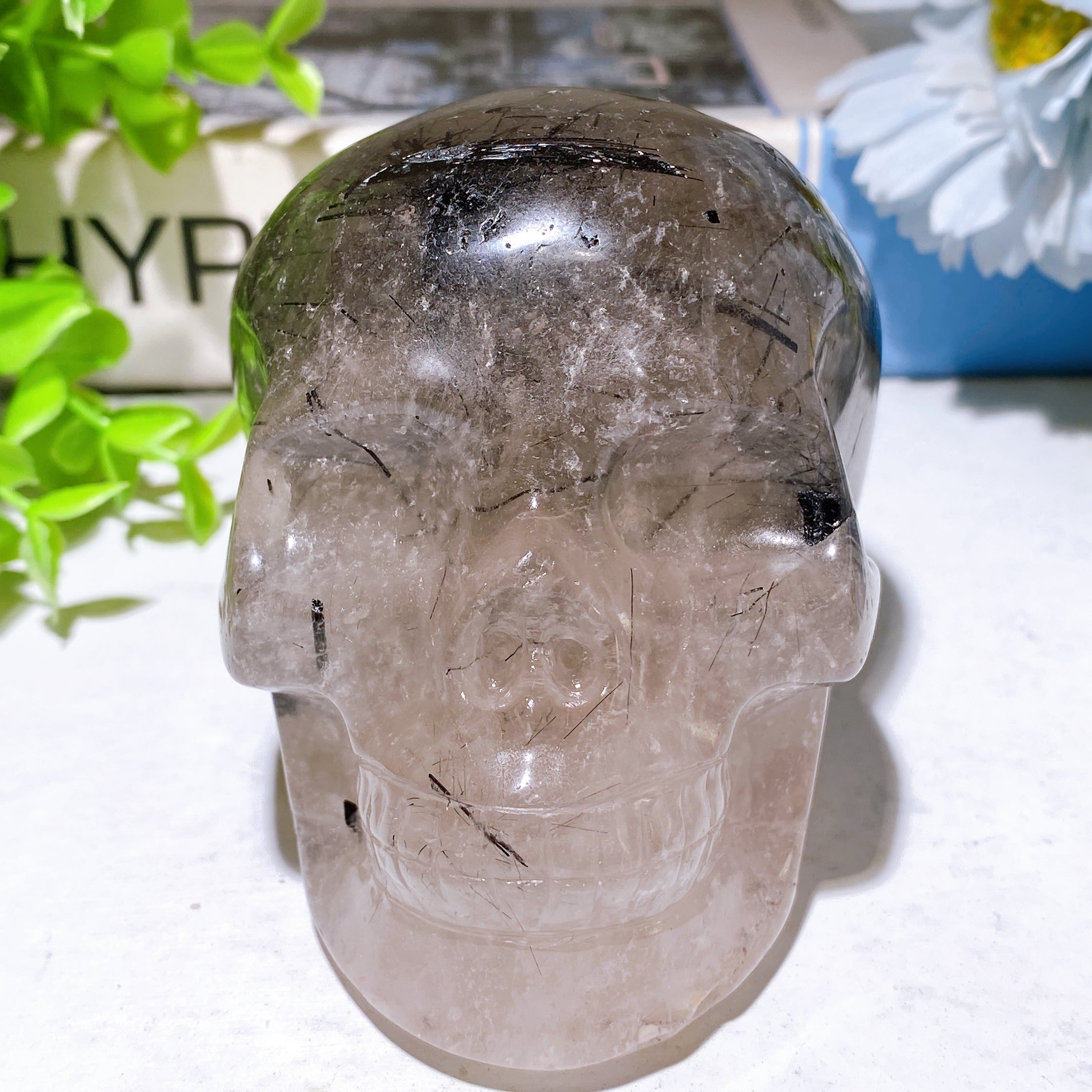 3.9 inch Black Tourmaline Quartz Crystal Skull for Healing
