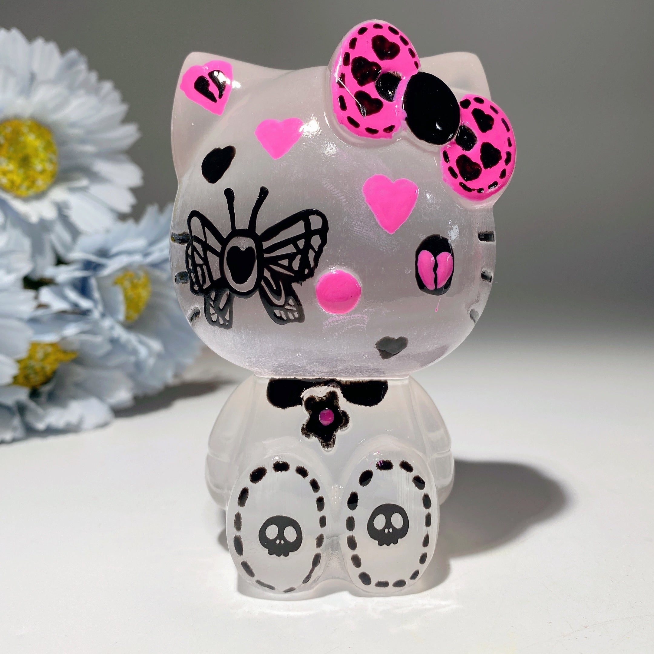 3.9-inch Selenite Hand-Painted Crystal Figurine Carvings