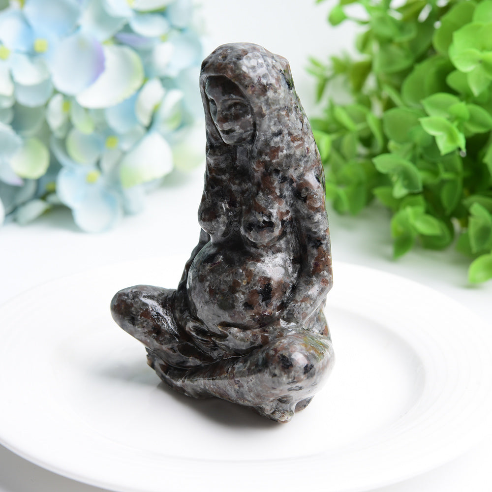 3.9" Yooperlite Crystal Figurine Mother of The Earth Carving