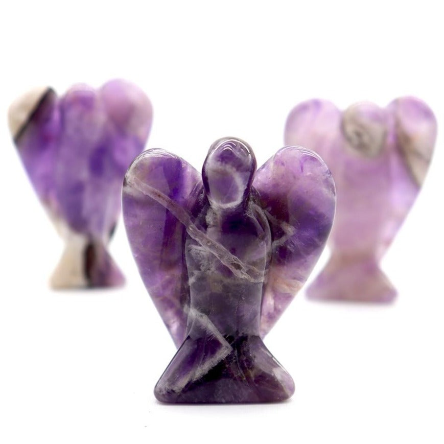 3 Inch Amethyst Crystal Guardian Angel Figurine