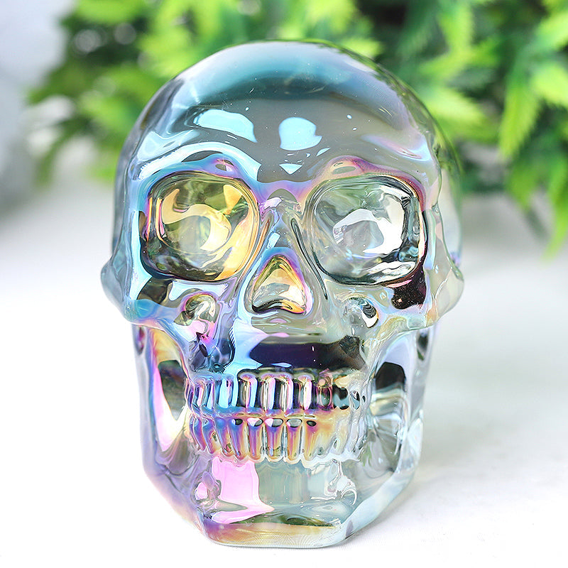 3 inch Aura Glass Skull Angel Crystal Carving