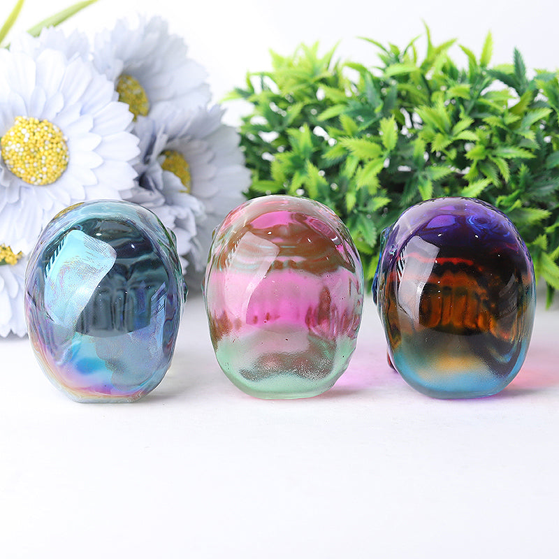 3 inch Aura Glass Skull Angel Crystal Carving