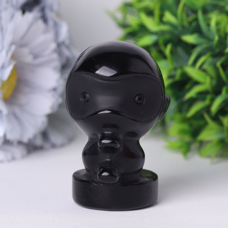 3-Inch Black Obsidian Crystal Figurine Carving