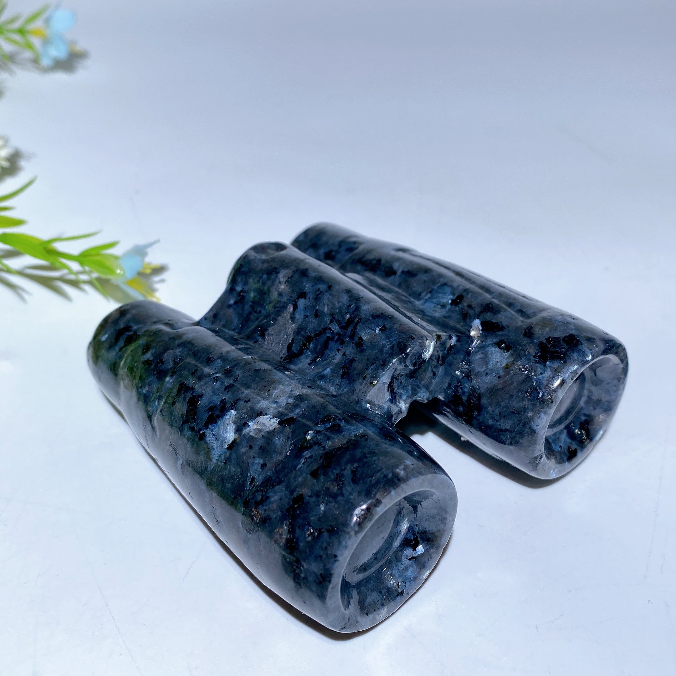 3 inch Black Obsidian & Larvikite Crystal Healing Wand