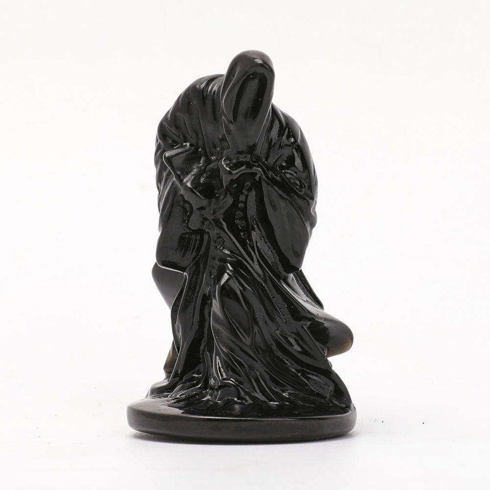 3 Inch Black Obsidian Wizard Figurine Carving